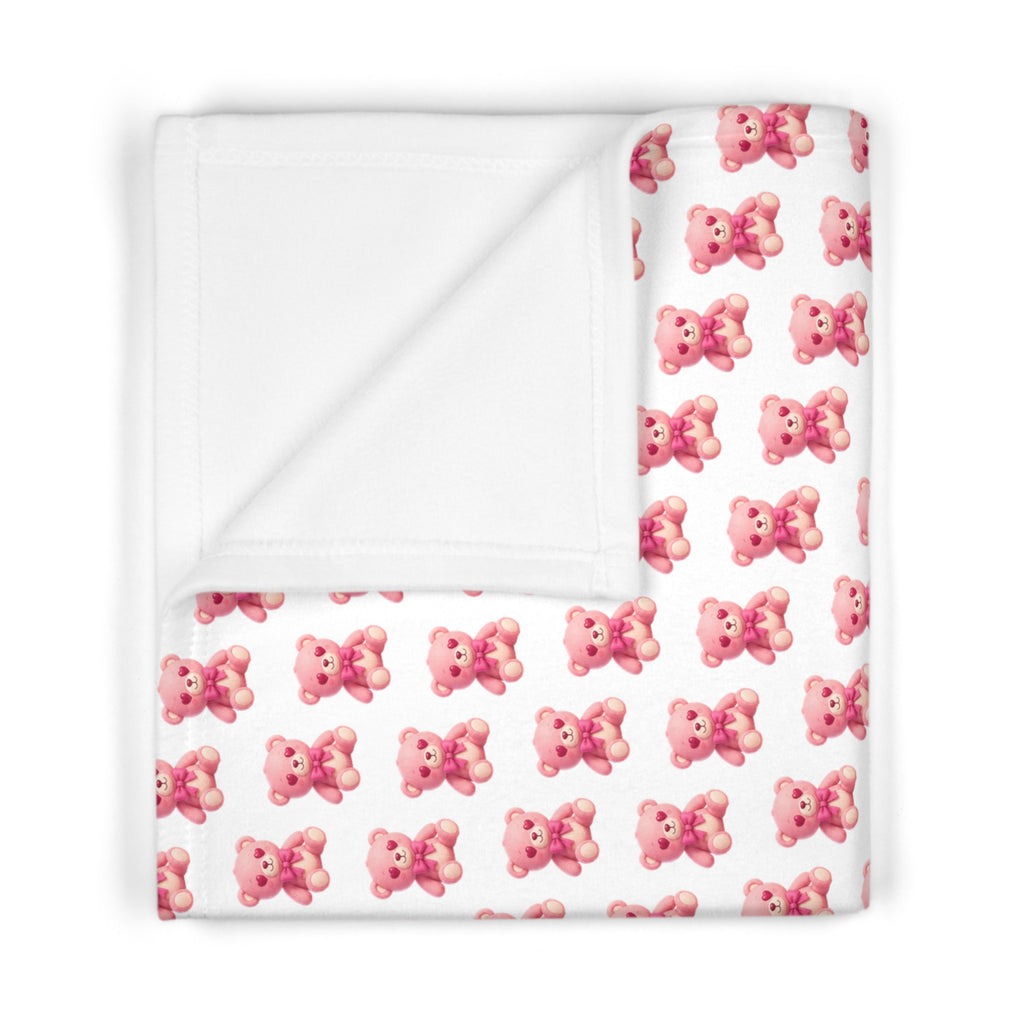 Bob the Pink Teddy Bear Fleece Baby Blanket