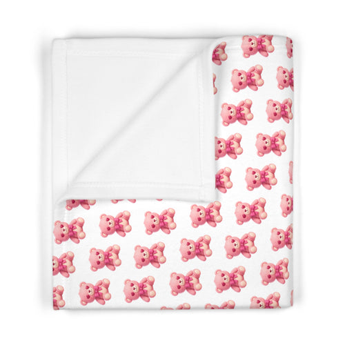 Bob the Pink Teddy Bear Fleece Baby Blanket