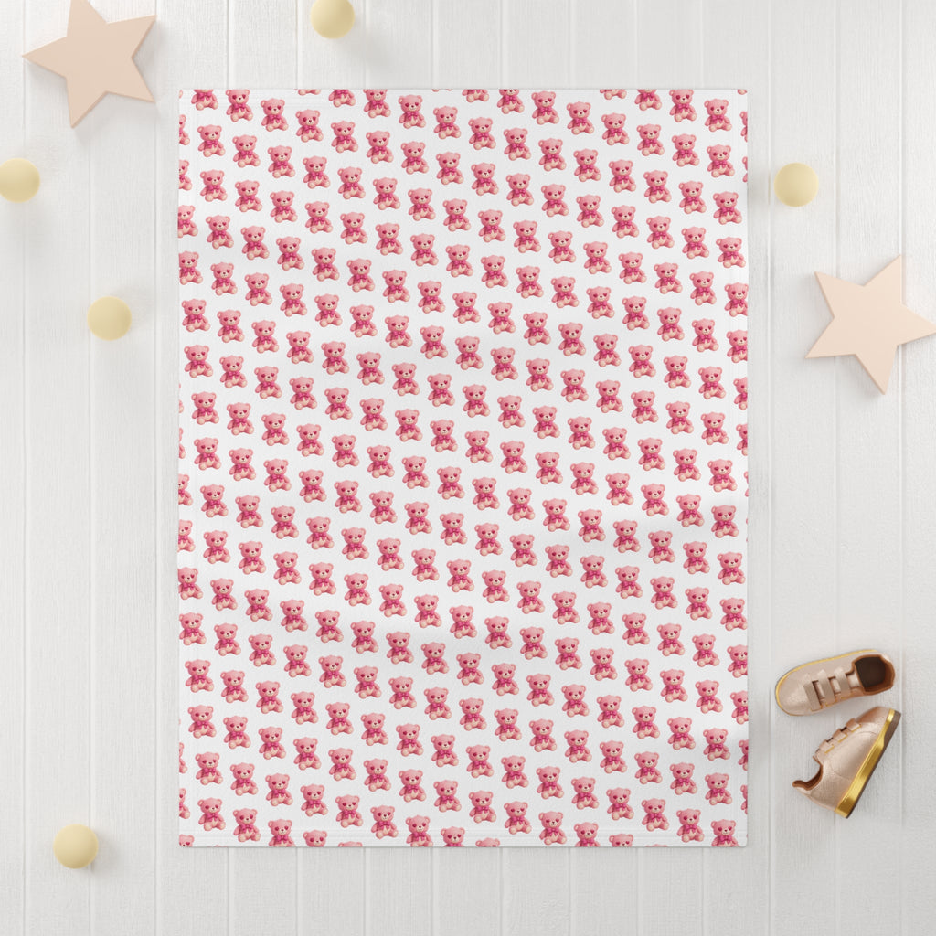 Bob the Pink Teddy Bear Fleece Baby Blanket