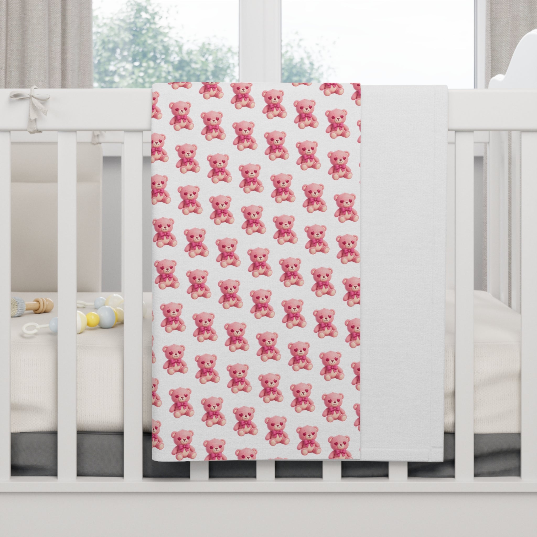 Bob the Pink Teddy Bear Fleece Baby Blanket
